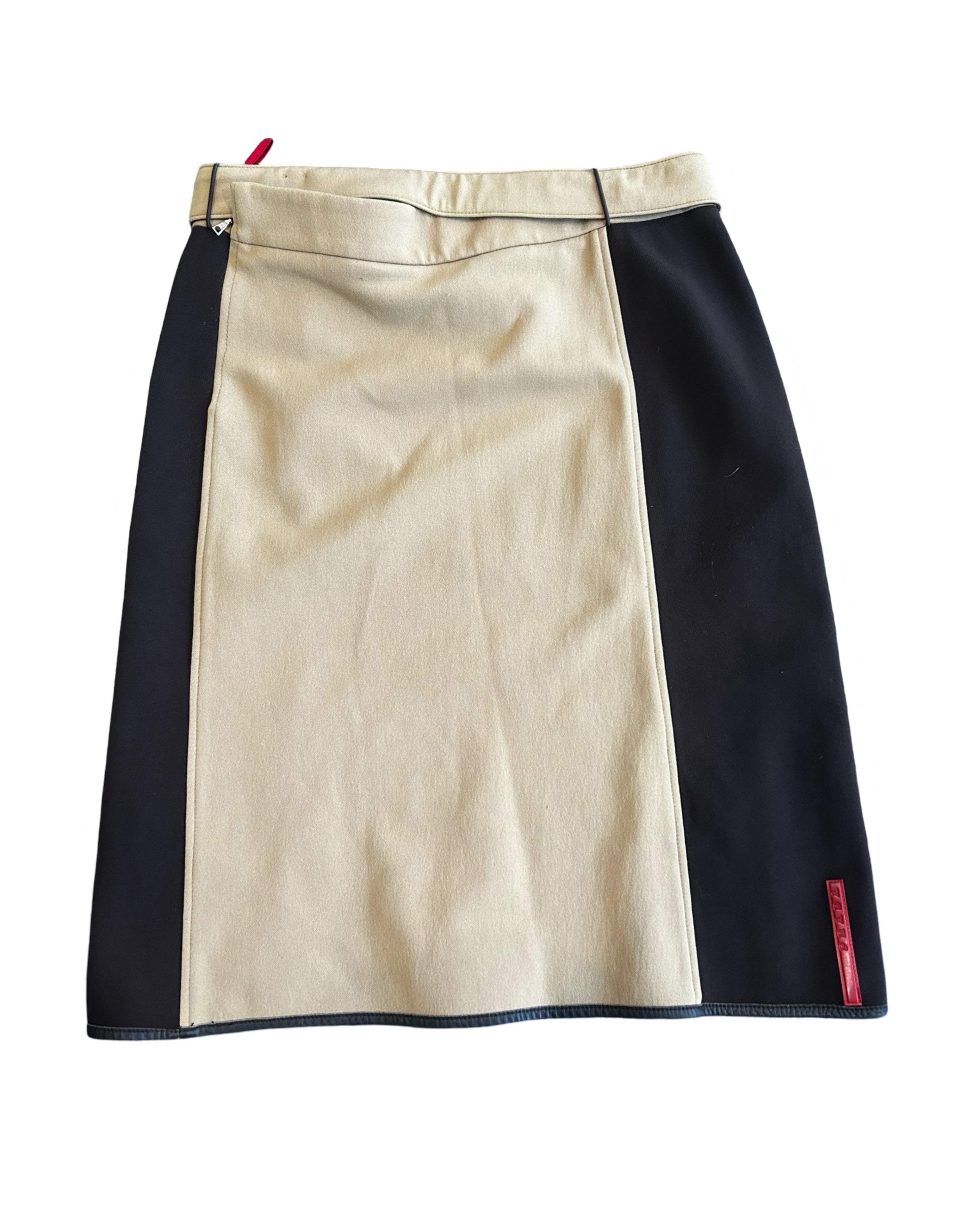 PRADA SPORT CAMEL BEIGE/BROWN BELT SKIRT