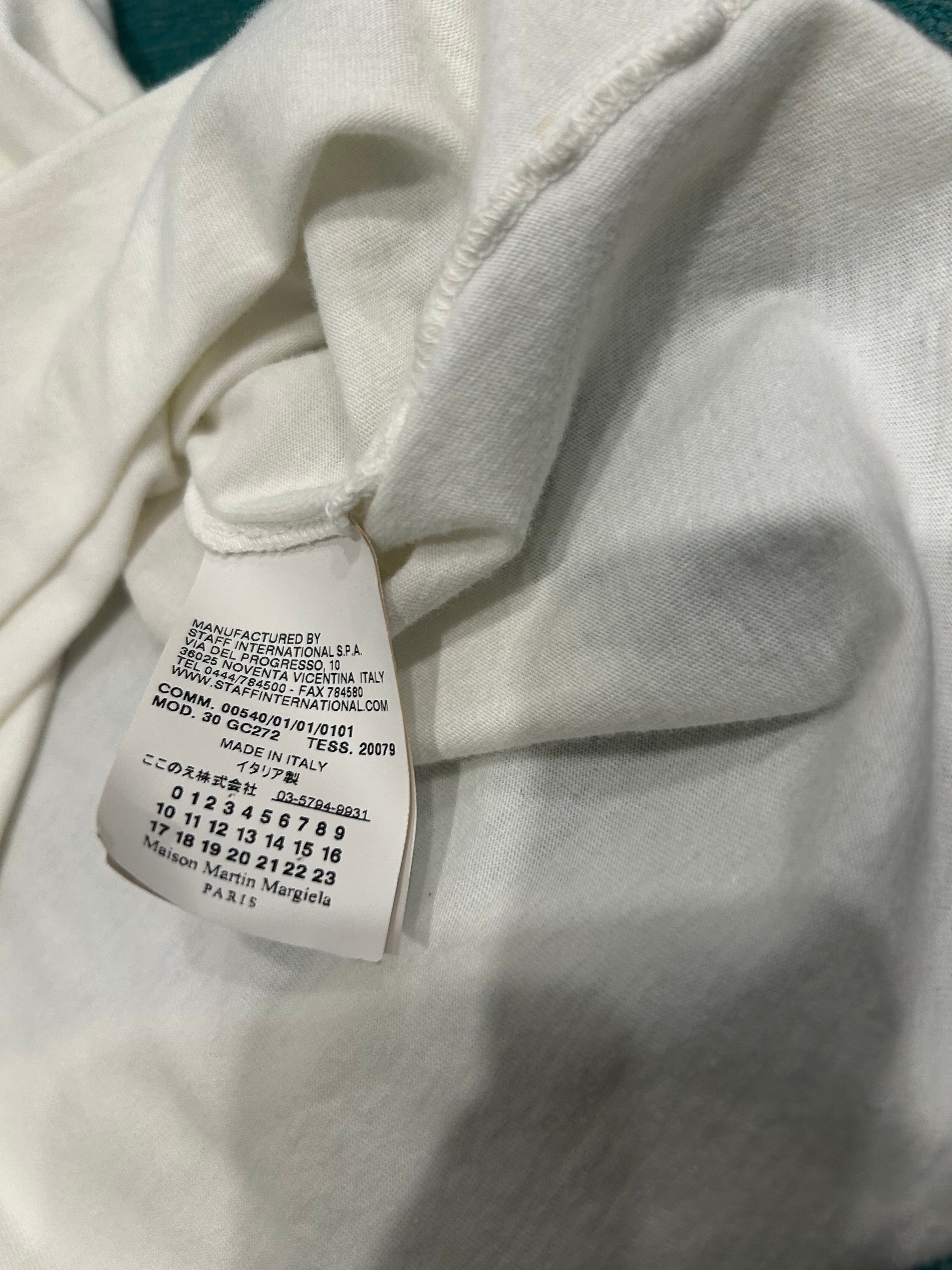 MAISON MARGIELA WHITE MULTICOLOR WATER STAIN EFFECT PRINT V-NECK T-SHIRT