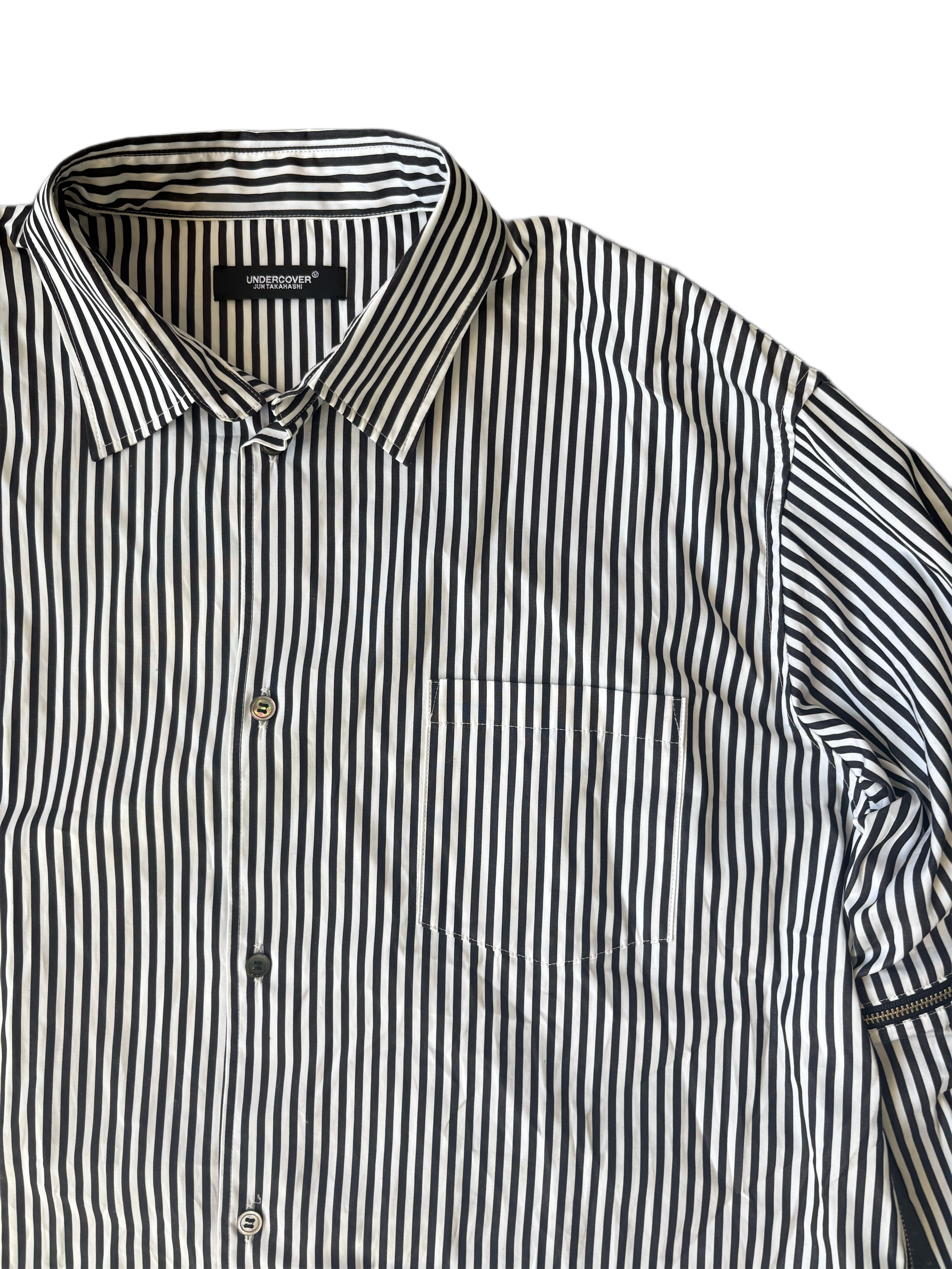 UNDERCOVER STRIPED LONG-SLEEVE SHIRT WITH ZIP DETAIL