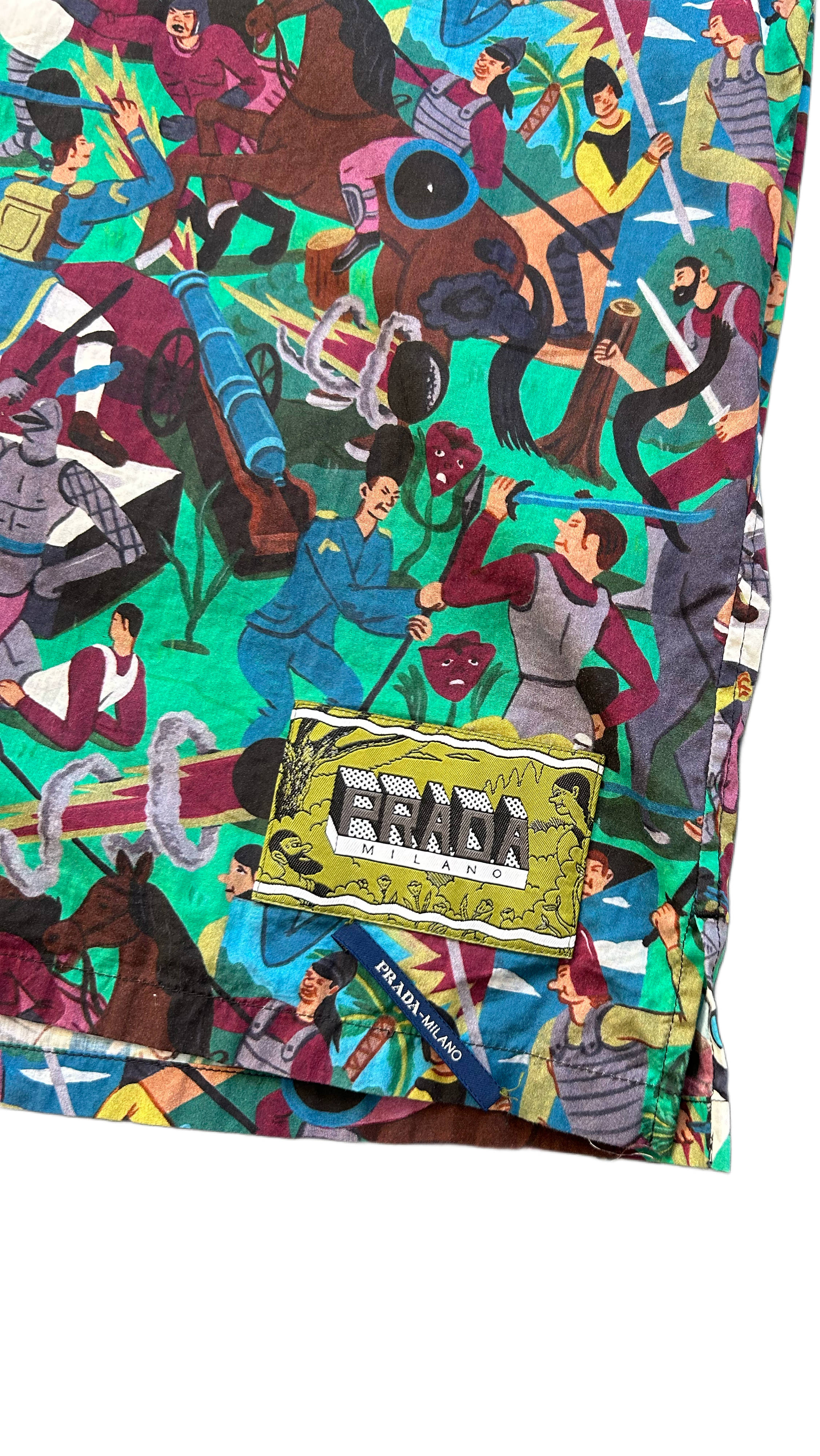 PRADA POPLIN HAWAIIAN BOWLING SHIRT WAR PATTERN