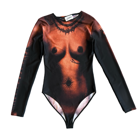 JEAN PAUL GAULTIER EBONY BODY TATTOO BODYSUIT