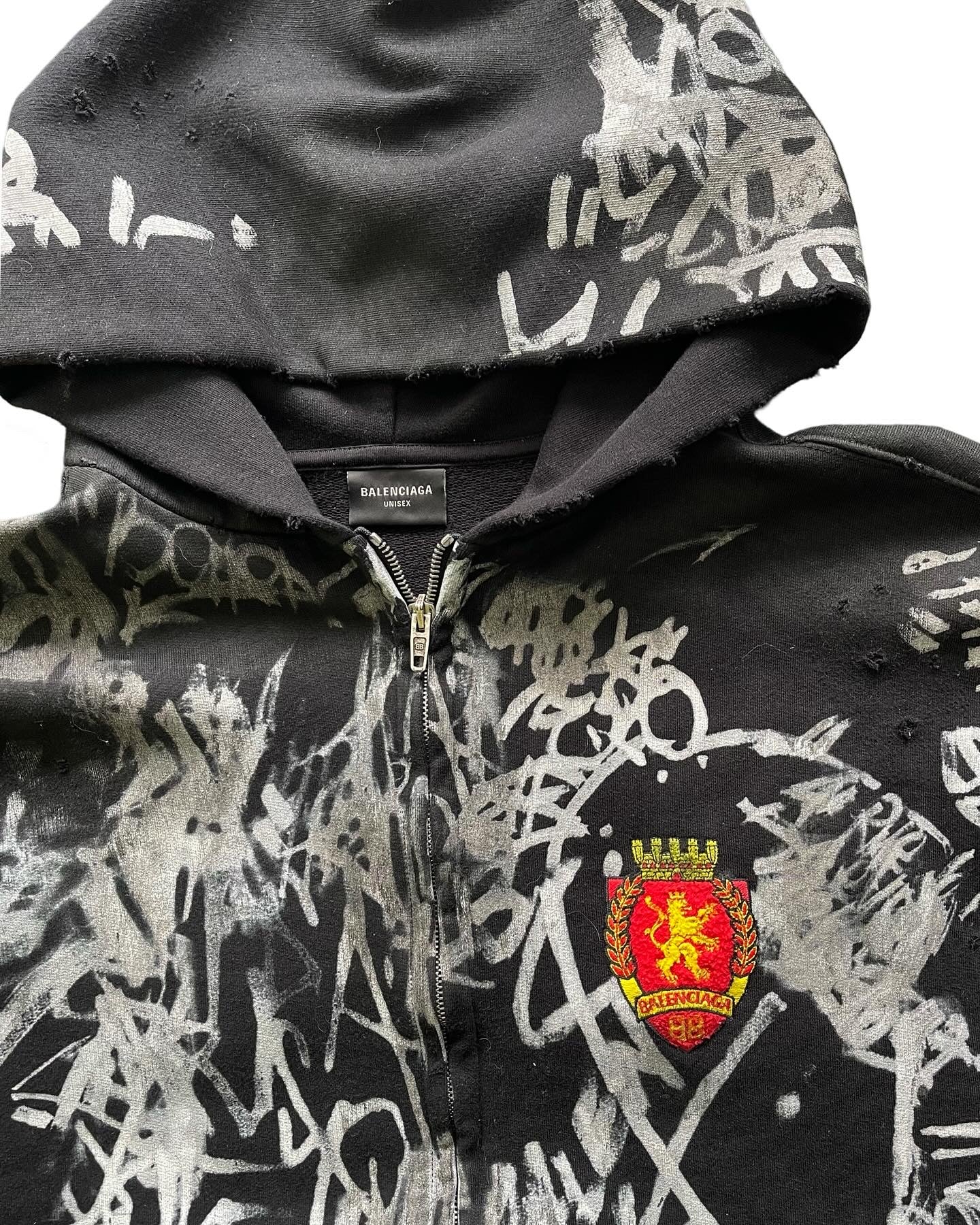 BALENCIAGA GRAFFITI ZIP-UP HOODIE