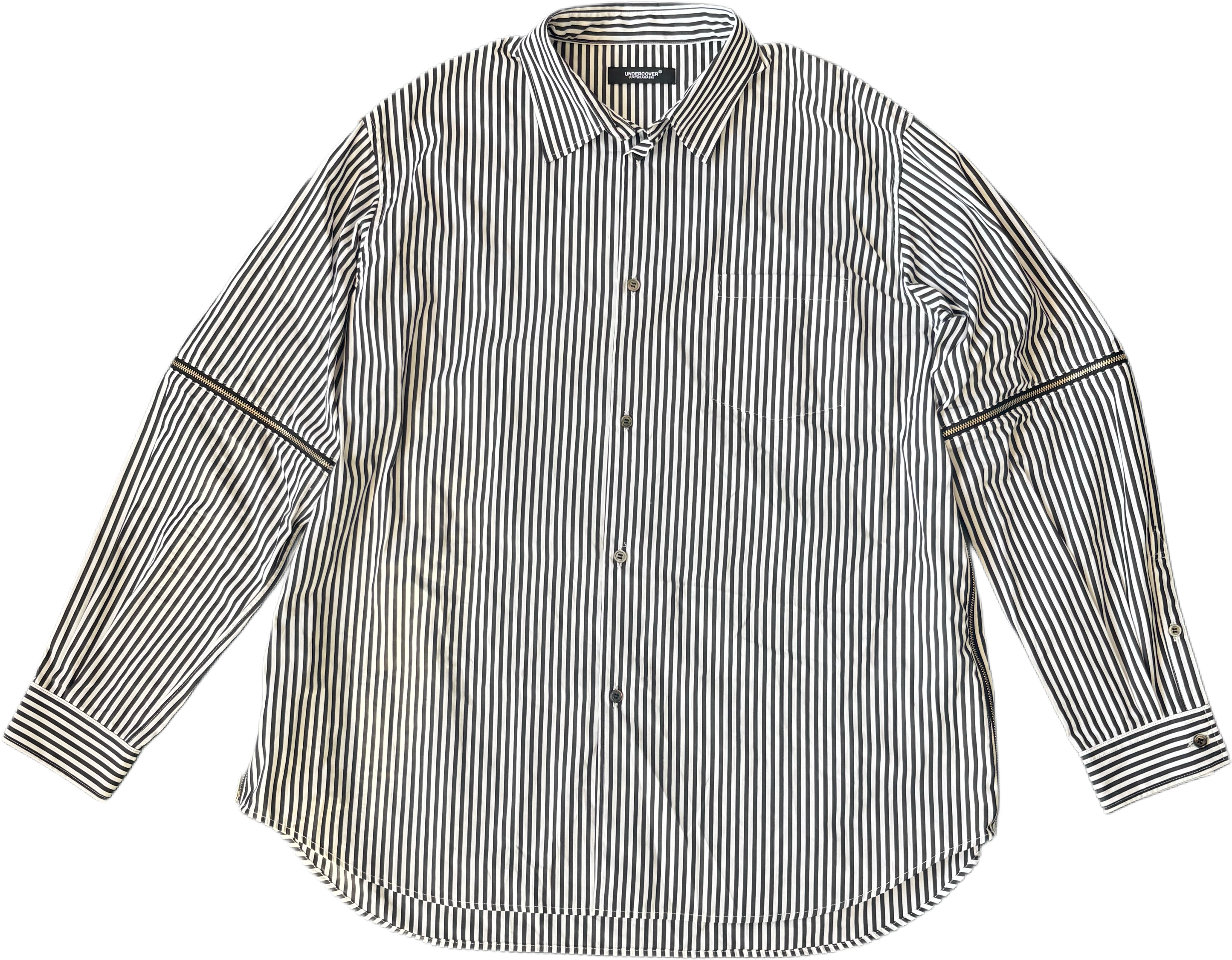 UNDERCOVER STRIPED LONG-SLEEVE SHIRT WITH ZIP DETAIL