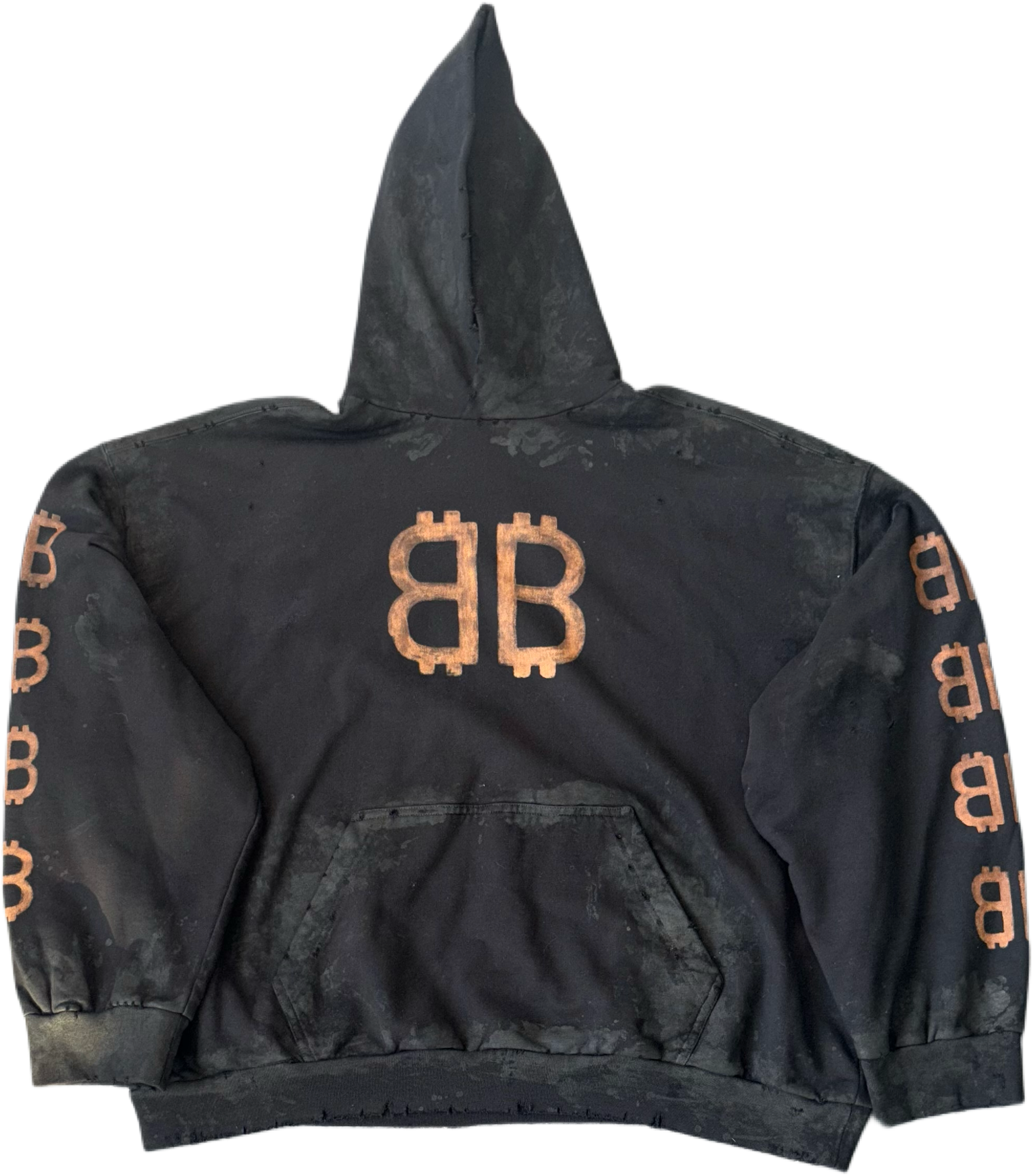 BALENCIAGA OVERSIZED BB LOGO DISTRESSED HOODIE