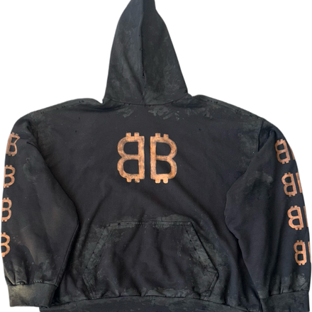 BALENCIAGA OVERSIZED BB LOGO DISTRESSED HOODIE