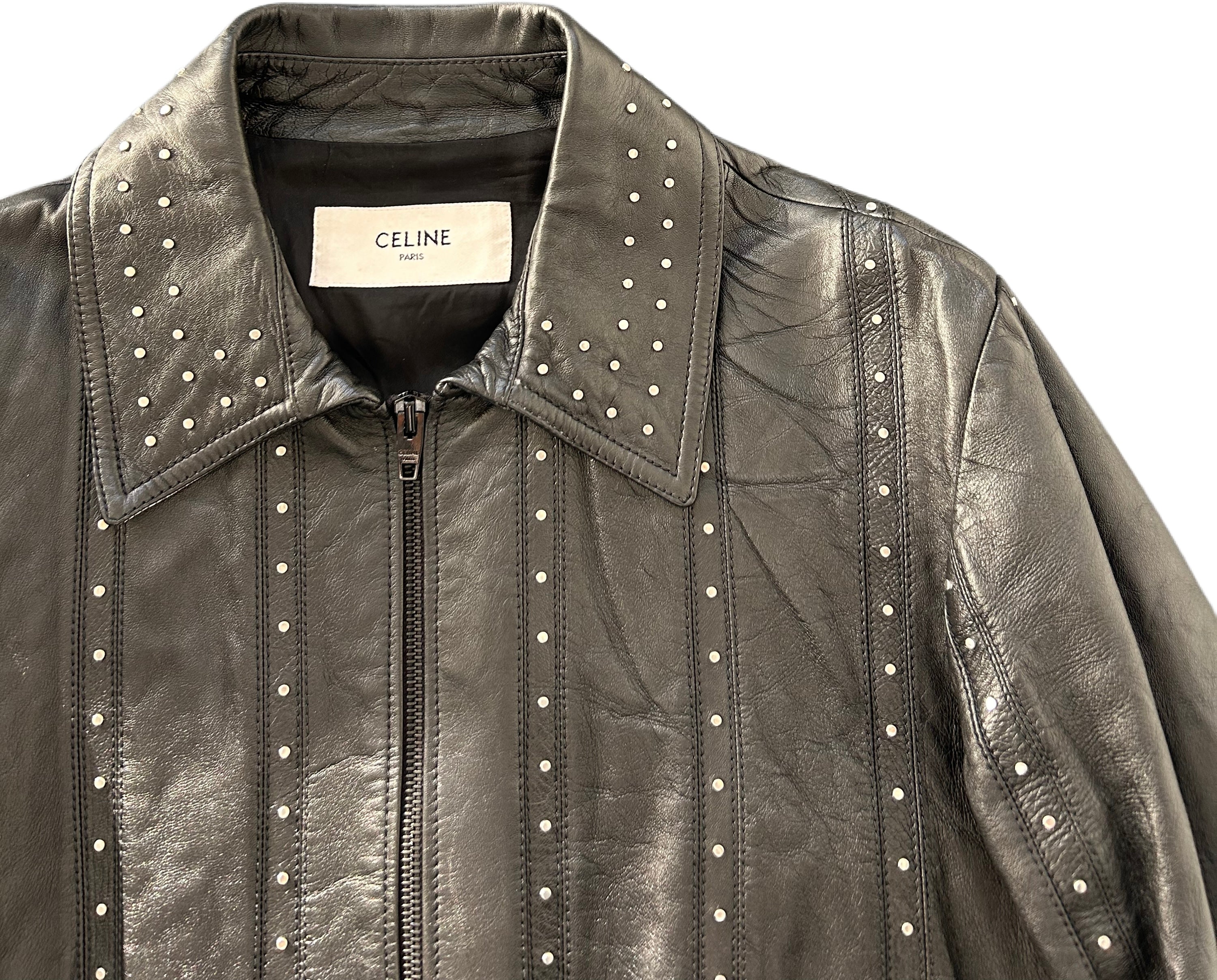 CELINE SS19 RUNWAY STUDDED LEATHER JACKET BLOUSON