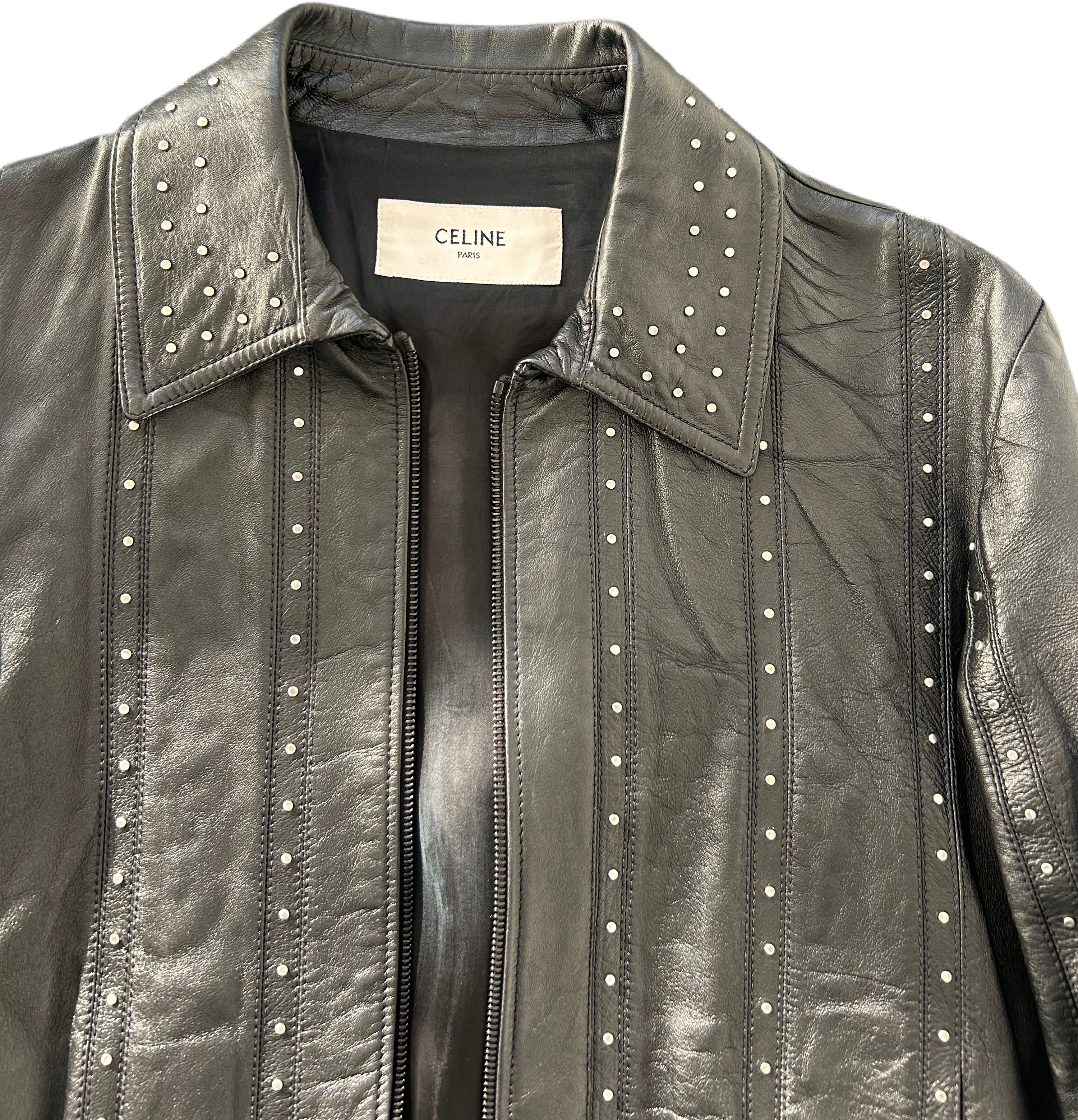 CELINE SS19 RUNWAY STUDDED LEATHER JACKET BLOUSON