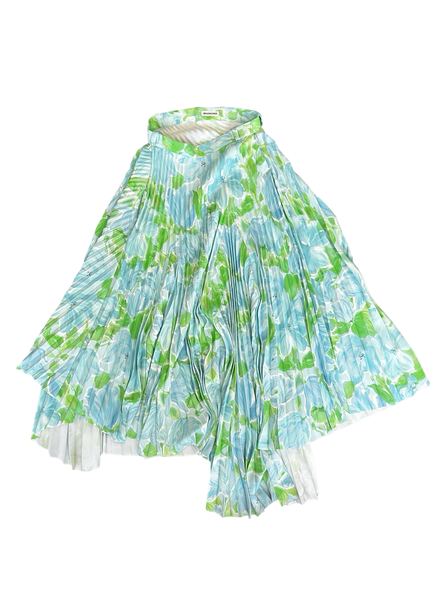 BALENCIAGA ASYMMETRIC FLORAL PLEATED SKIRT