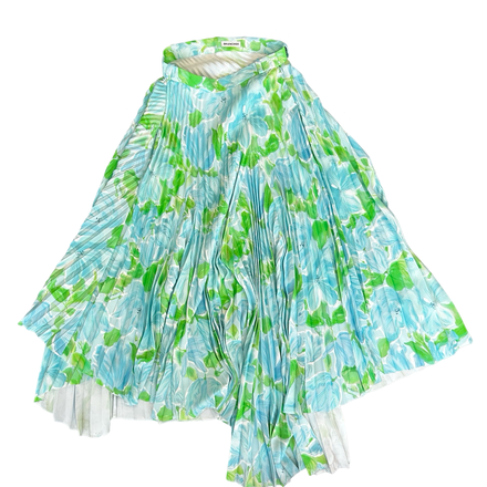 BALENCIAGA ASYMMETRIC FLORAL PLEATED SKIRT