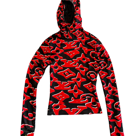 LOUIS VUITTON X URS FISCHER BLACK/RED HOODED TOP